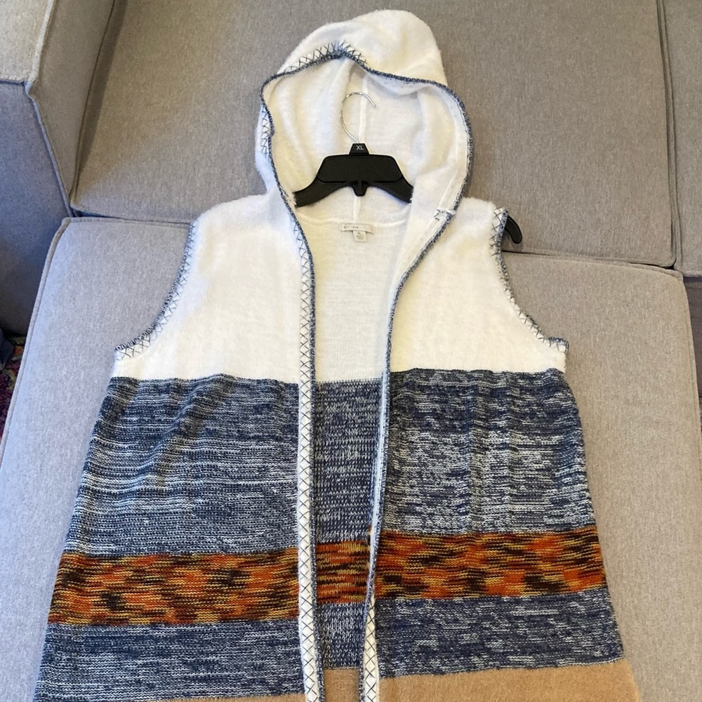 Hoodie sleeveless sweater tunic/vest Xl